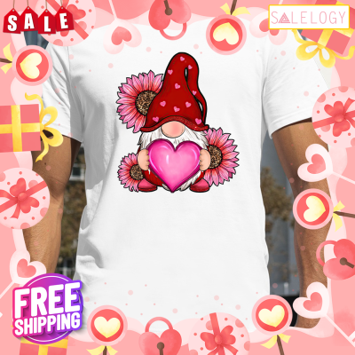 Pink heart flower gnome shirt