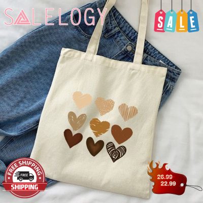 Heart color minimalist tote bag