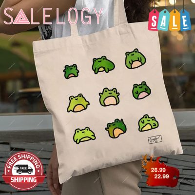 Frogs Doodle Line Art Tote Bag