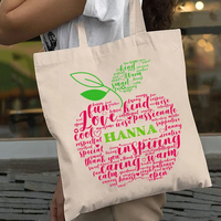 Personalized Love Passionate Inspiring Apple Teacher Tote Bag