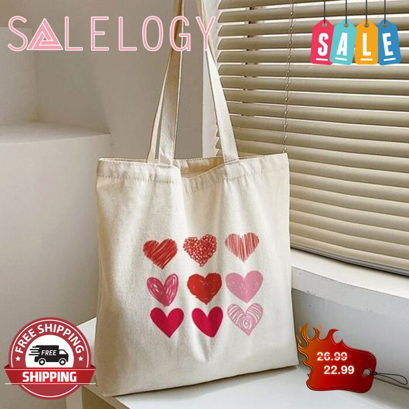 Heart valentine day tote bag
