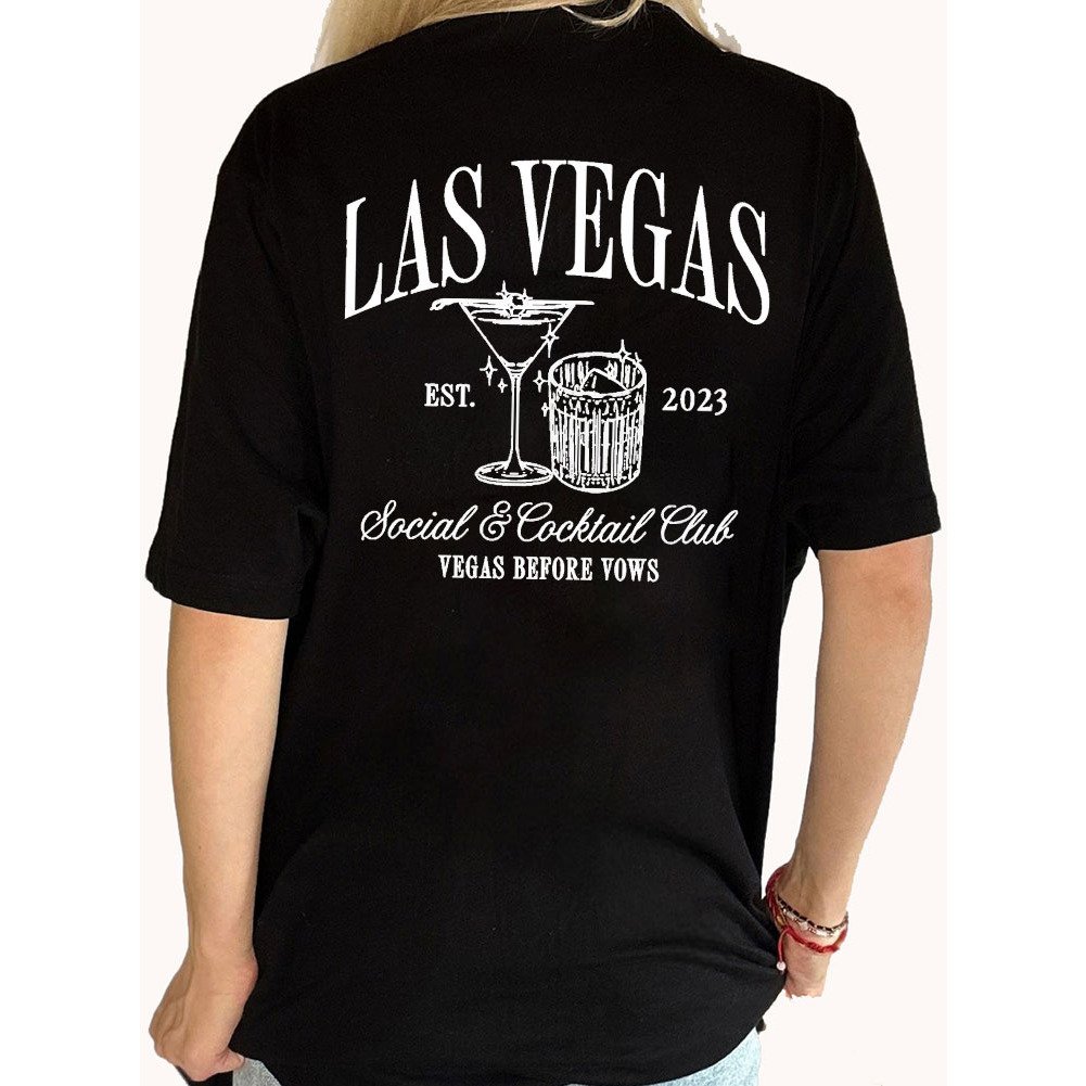 Custom Las Vegas Social And Cocktail Club Bachelorette Back Shirt