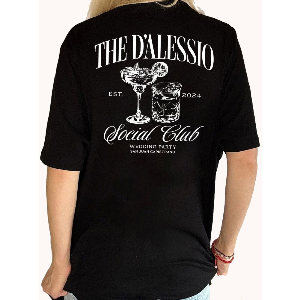 Personalized Cocktail Social Club Bachelorette Back Shirt