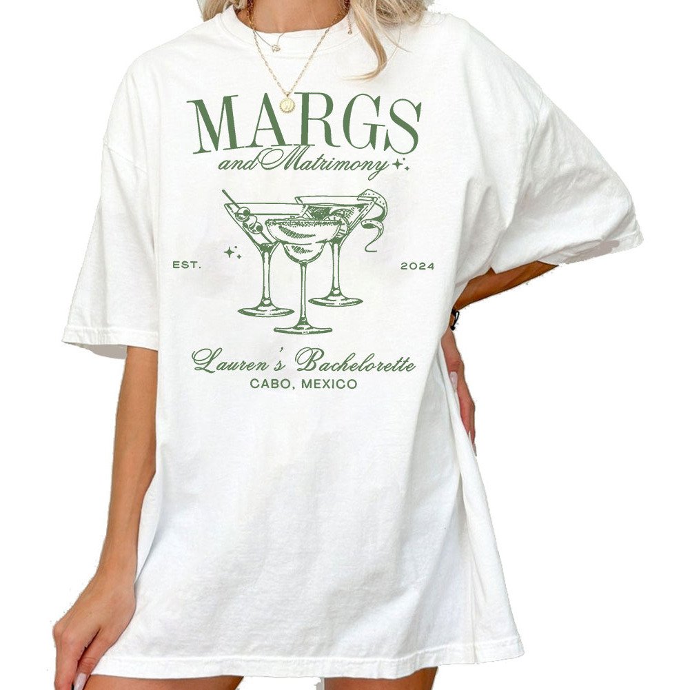 Custom Margs And Matrimony Cocktail Bachelorette Shirt