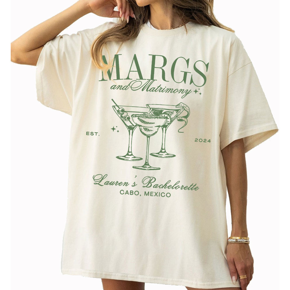 Custom Name Margs Annd Matrimony Cocktail Bachelorette Comfort Colors Shirt