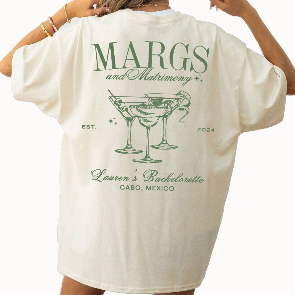 Custom Margs And Matrimony Bachelorette Comfort Colors Shirt