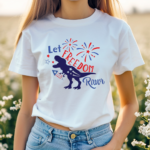 Dinosaur Let Freedom Rawr Teacher Shirt