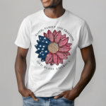 Flower America Flag faith Family And Freedom God Bless America Shirt