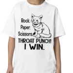 Cat Rock Paper Scissors Throat Punch I Win Shirt