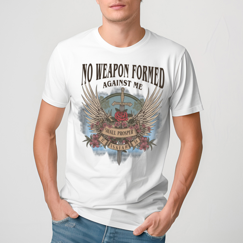 No Weapon Formed Against Me Shirt, Boho Christian Shirts, Bible Verse Shirt, Trendy Christians