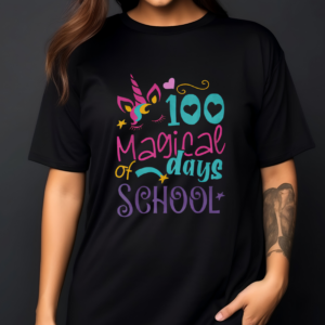 100th Day Of School Unicorn 100 Magical Days Teacher Print Shirt