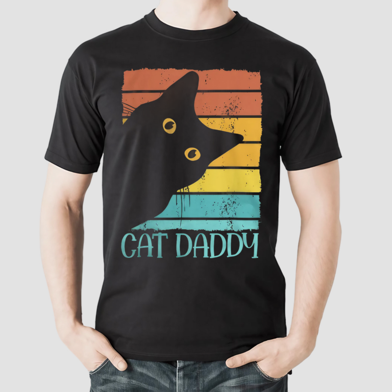 Cat Daddy Vintage Eighties Style Cat Dad Gift Fathers Day Shirt