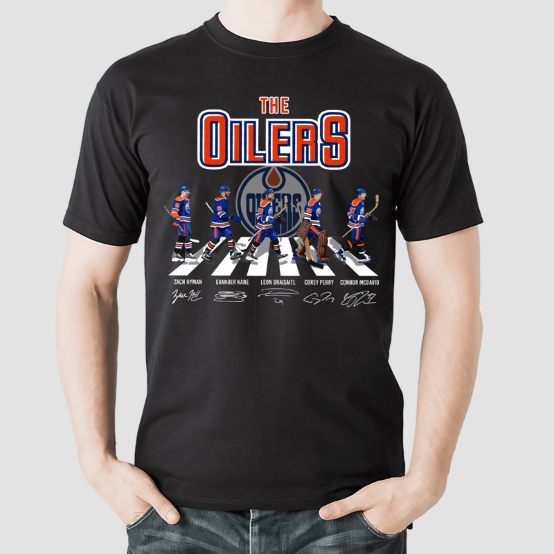 The Edmonton Oilers Zach Evander Leon Corey Connor walking road signatures shirt