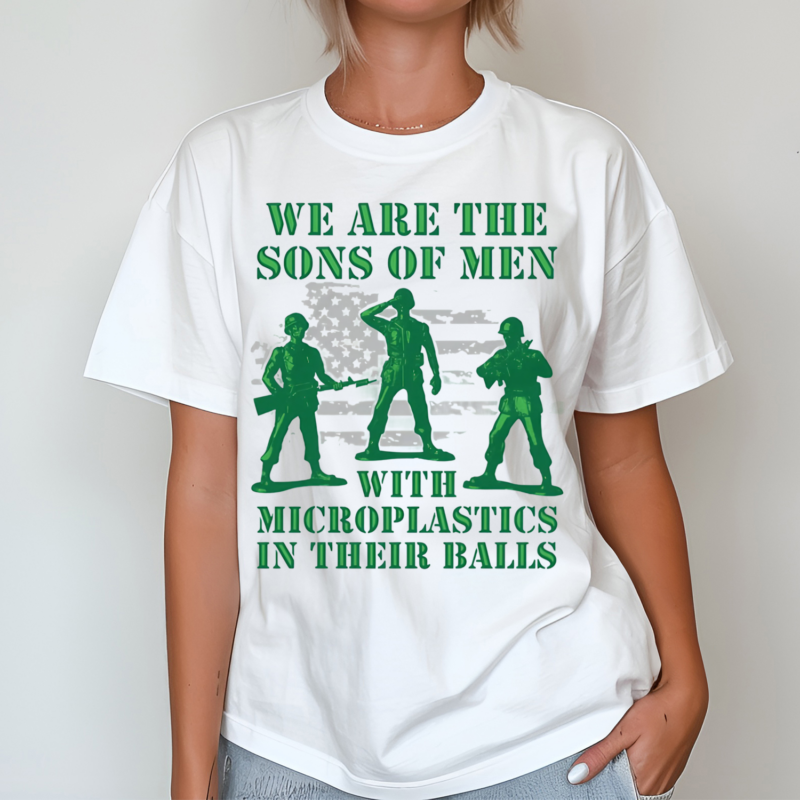 Army America Flag We Are The Sons Of Men With Microplastics In Their Balls Shirt