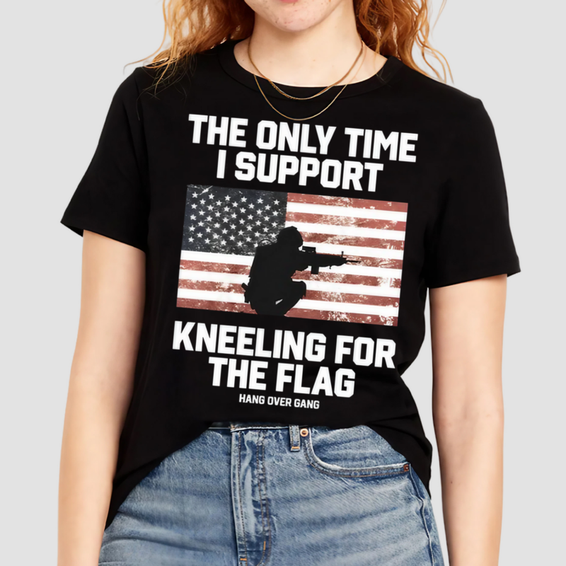 Army America Flag The Only Time I Support Kneeling For The Flag Shirt