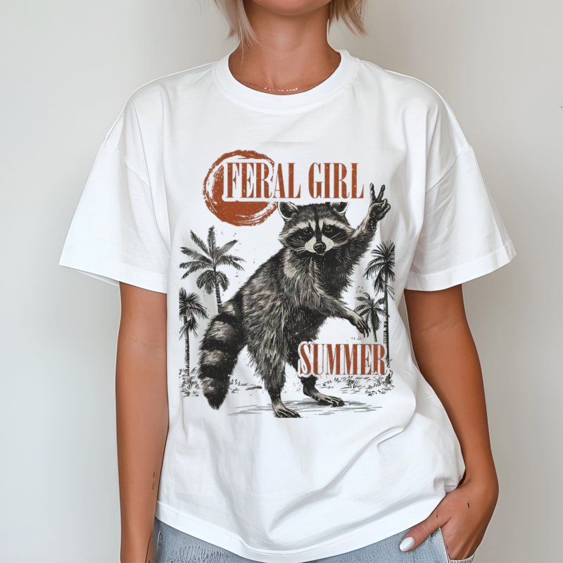 Raccoon Fantastic Feral Girl Summer Shirt