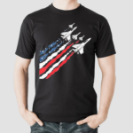 Patriotic Fighter Jet Airplane American Flag Vintage Shirt