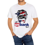 All US Bank Girl Messy Bun US Flag Shirt