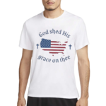 Womens God shed His grace on thee Flag Print Shirt