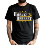 Trader Aaron Wearing Harbaugh Herbert 2024 Shirt