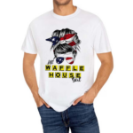 All Waffle House Girl Messy Bun US Flag Shirt