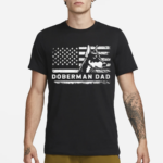 Doberman Pinscher Dog Dad American Flag Dobie Dad Shirt