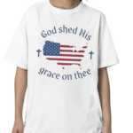 Women’s God shed His grace on thee Flag Print Shirt