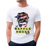 All Waffle House Girl Messy Bun US Flag Shirt