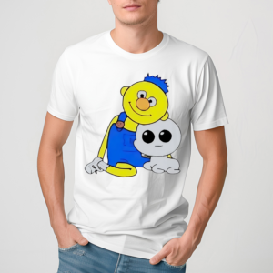 Yellow Guy And His Pet In Overalls Shirt