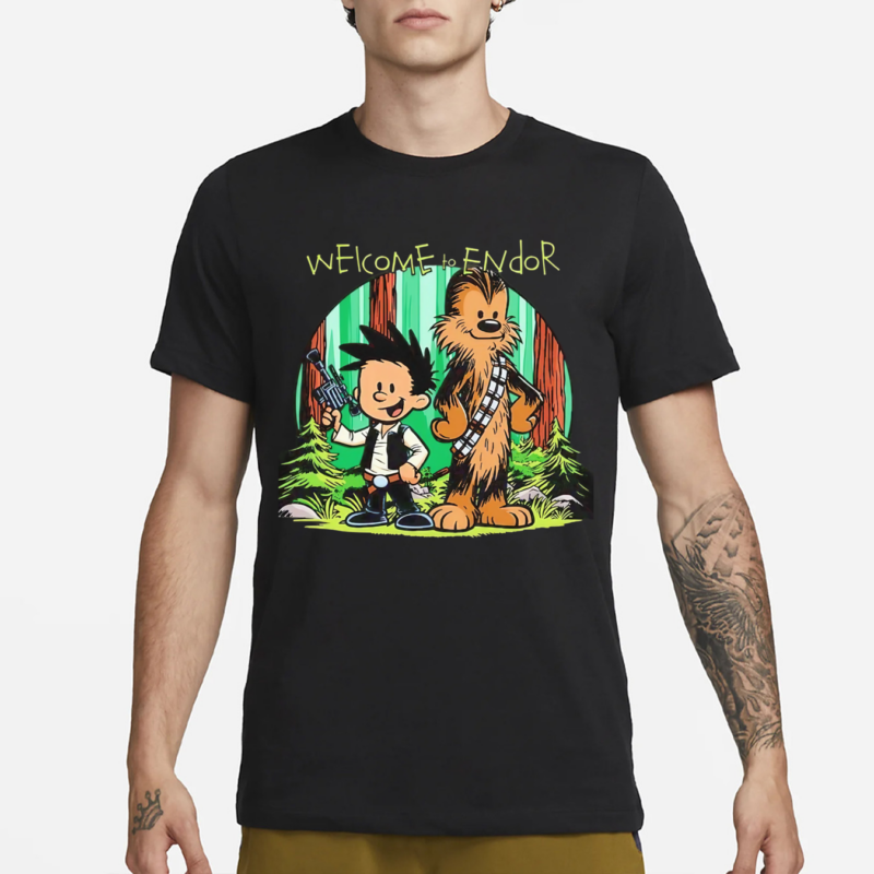 Welcome To Endor Han Solo And Chewbacca In The Style Of Calvin And Hobbes Shirt