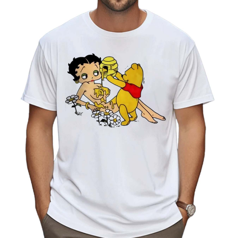 Winnie The Pooh Pouring Honey On Betty Boop Shirt