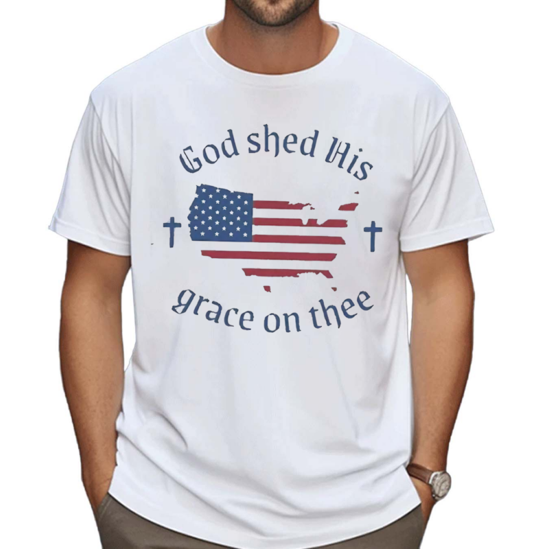 Women’s God shed His grace on thee Flag Print Shirt