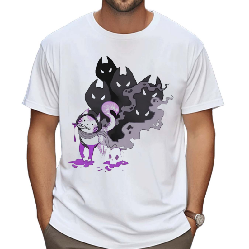 Skull Evocaitart Asexual Pride Cat Painting Shirt