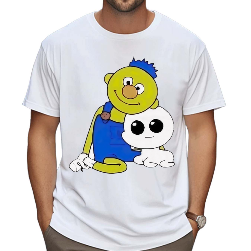 Yellow Guy And His Pet In Overalls Shirt