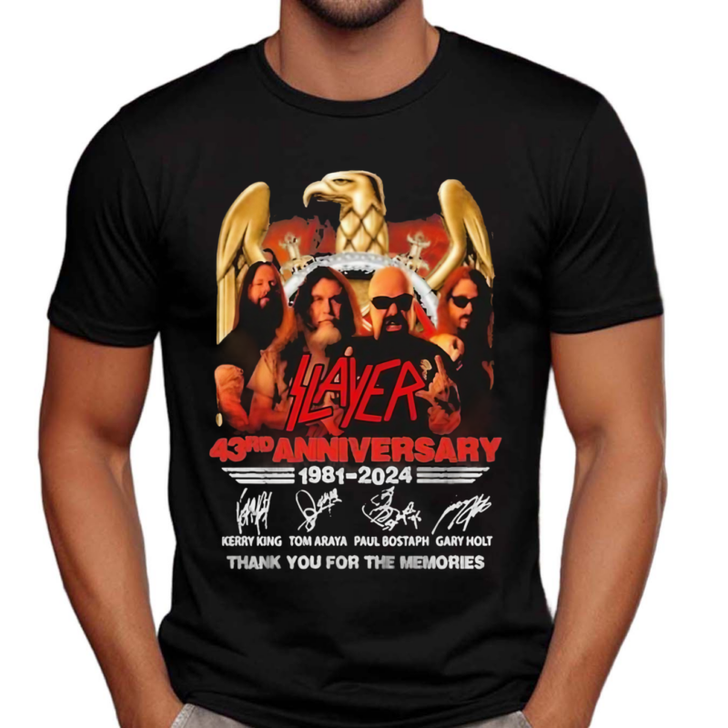 Slayer 43rd Anniversary 1981-2024 Thank You For The Memories Signatures Shirt