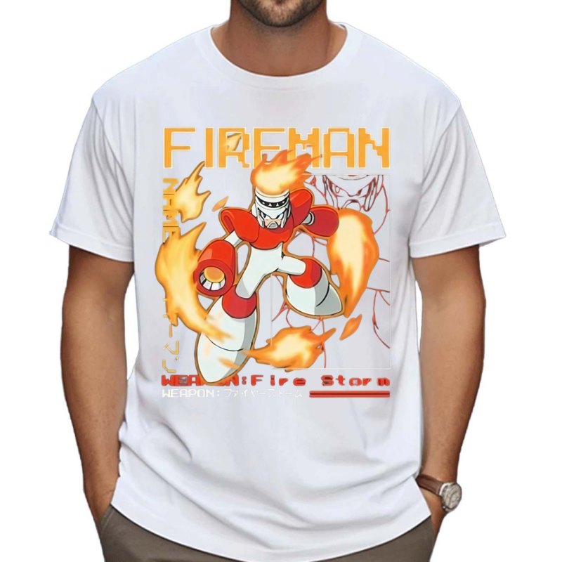 Megaman Capcom Fireman Large Print Shirt