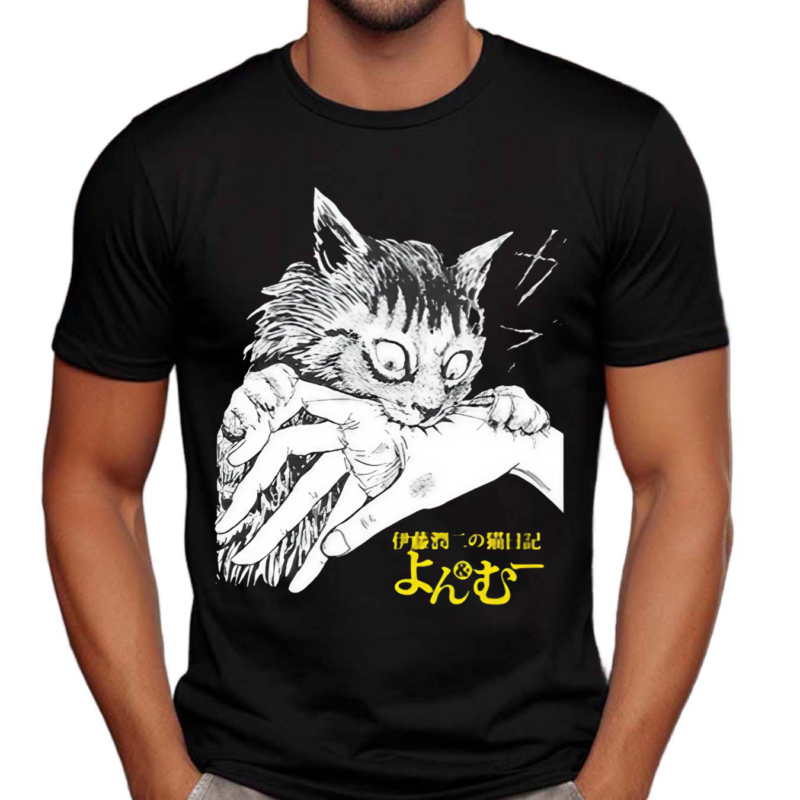 Zade Wearing Junji Ito’s Cat Diary Yon And Mu Cat Bite Shirt