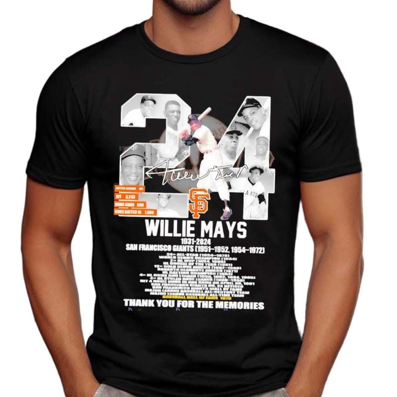 Willie Mays Number 24 1931 2024 San Francisco Giants Thank You For The Memories Shirt