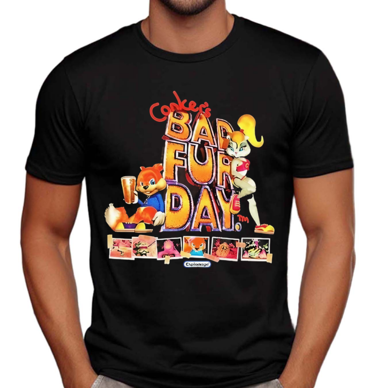 Conkers Bad Fur Day Rude Squirrel Shirt