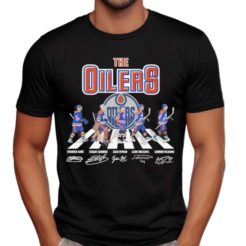 The Oilers Evander Kane Stuart Skinner Zach Hyman Leon Draisaitl Connor Mcdavid Abbey Road Signatures Shirt