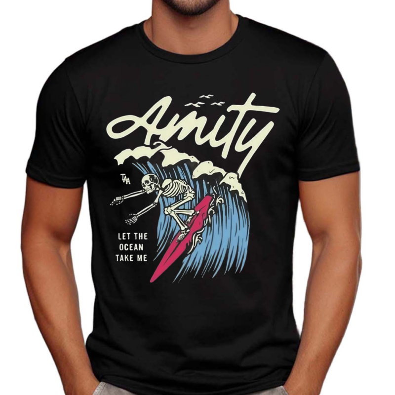 The Amity Affliction Surfing Let The Ocean Take Me Skeleton Shirt