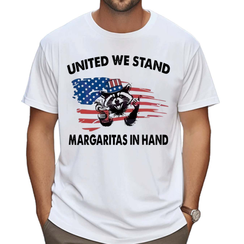 Raccoon United We Stand Margarita In Hand USA Flag Shirt