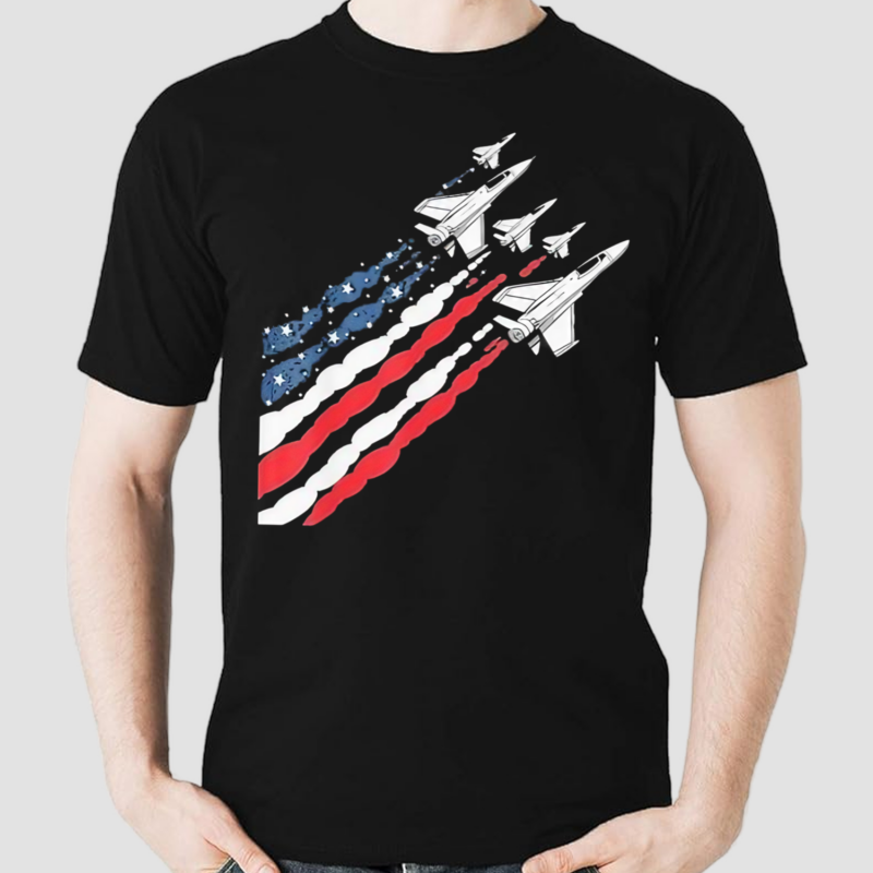 Patriotic Fighter Jet Airplane American Flag Vintage Shirt