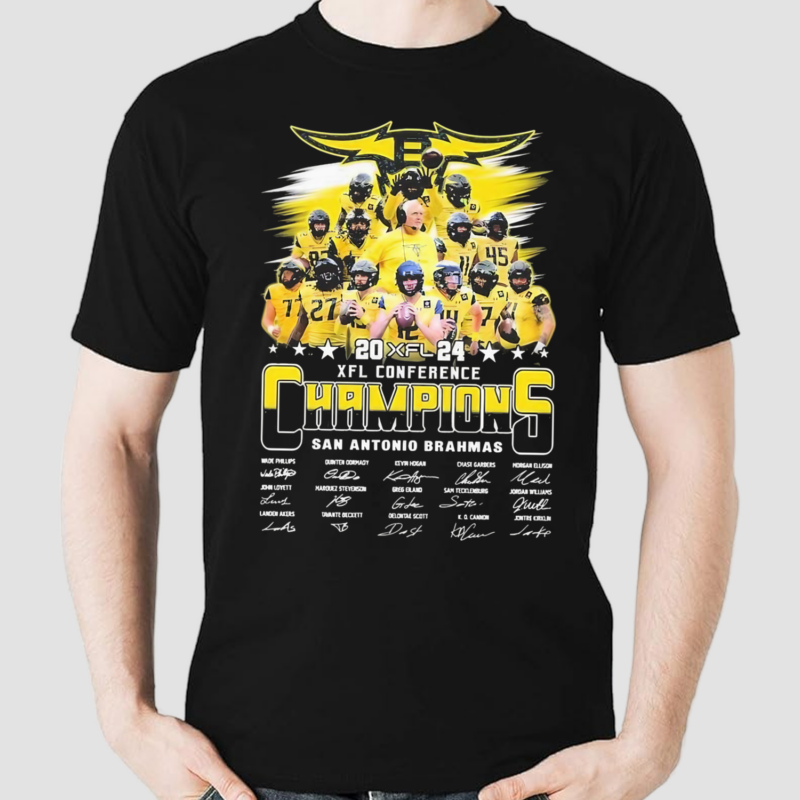 Xfl Conference Champions 2024 San Antonio Brahmas Ufl All Players Signatures Shirt