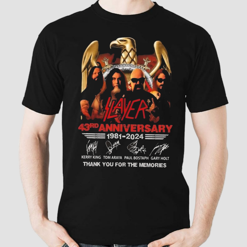 Slayer 43rd Anniversary 1981-2024 Thank You For The Memories Signs Shirt