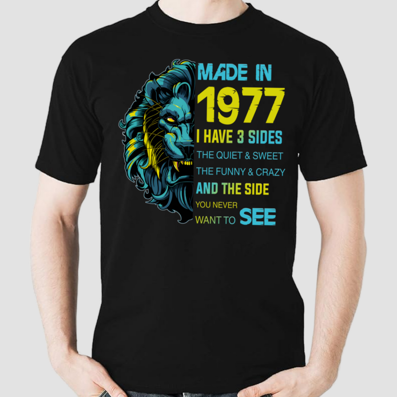 Lion Made In 1977 I Have 3 Sides The Quiet And Sweet The Funny And Crazy And The Side You Never Want To See Shirt