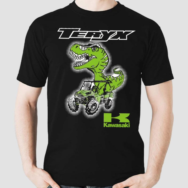 T Rex riding Jeep Teryx Kawasaki Shirt