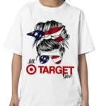 All Target Girl Messy Bun US Flag Shirt