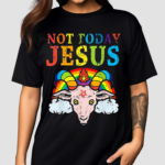 Not Today Jesus Satan Goat Satanic Pride Rainbow T Shirt