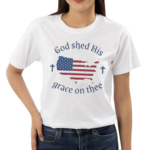 Women’s God shed His grace on thee Flag Print Shirt